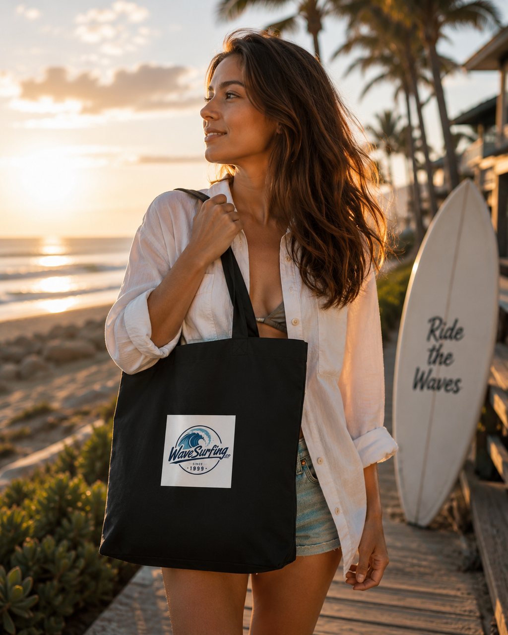 Tote bag éco-responsable WaveSurfing – sac réutilisable surf
