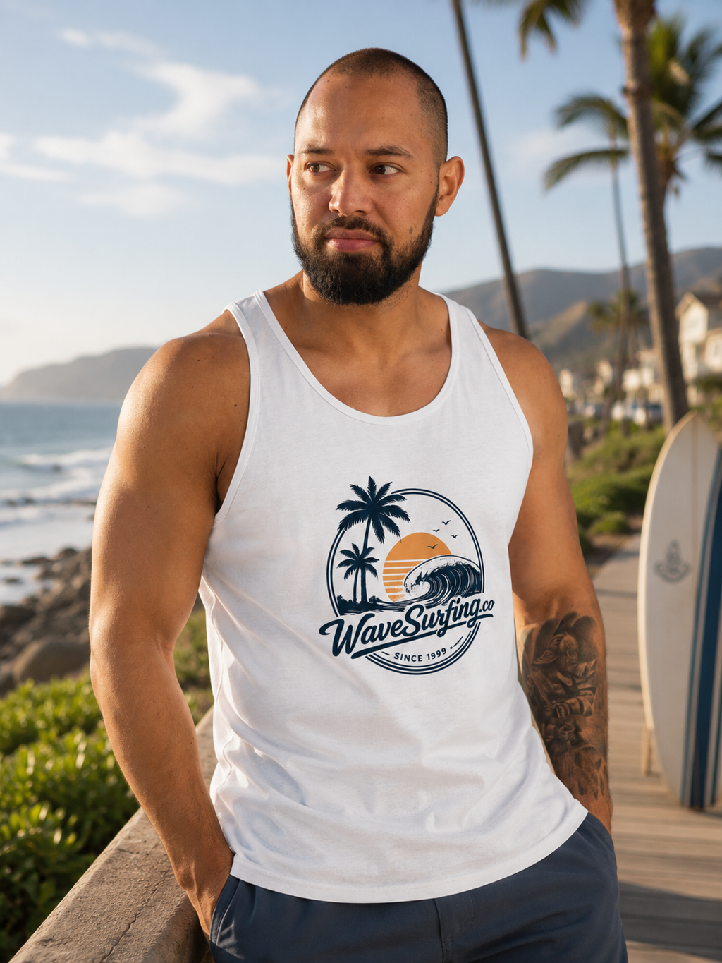 Débardeur surf WaveSurfing Coastal Tank – style côtier éco