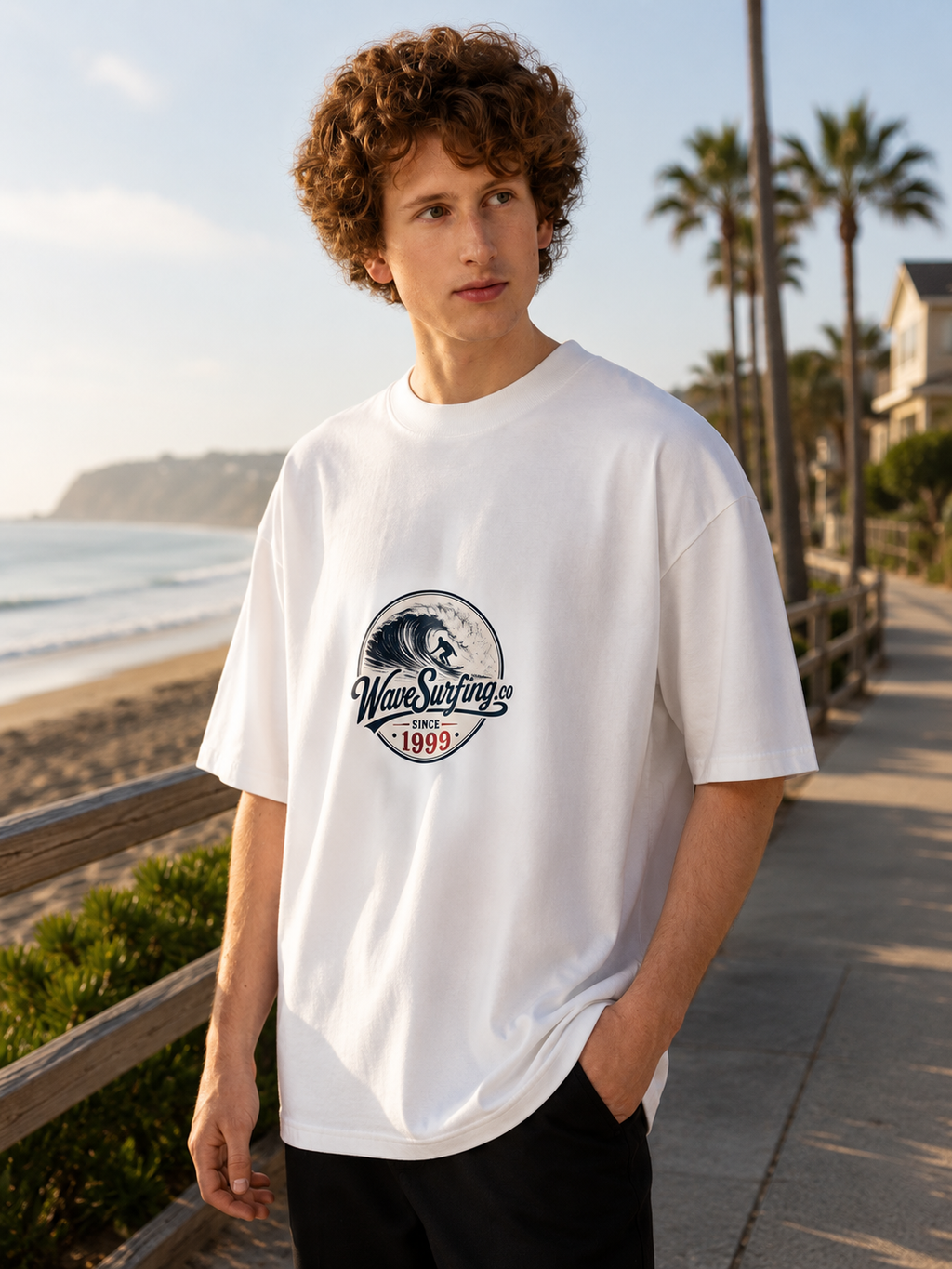 T-shirt oversize col montant bio WaveSurfing – lifestyle surf