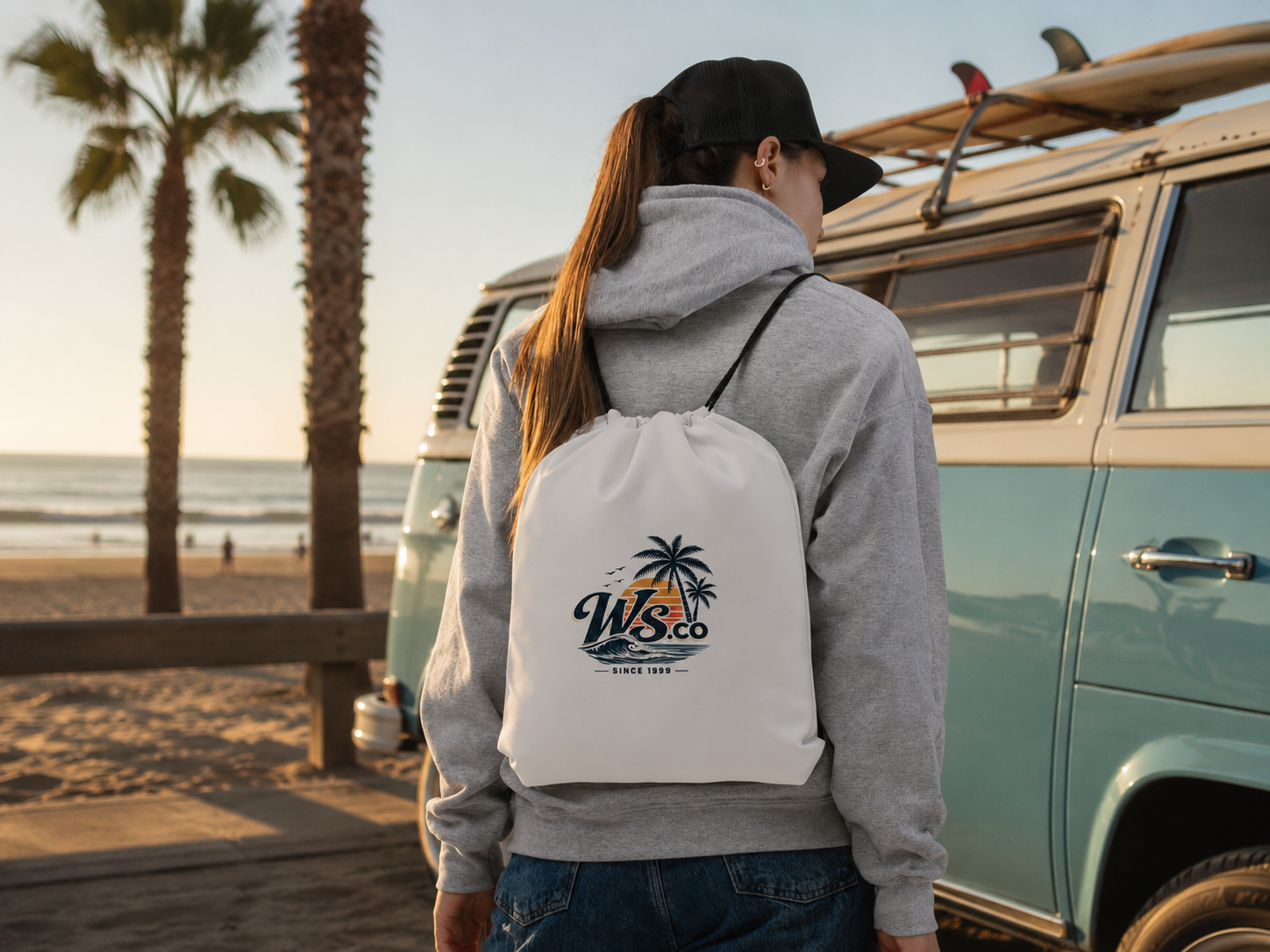 WaveSurfing™ Drawstring Bag – Lightweight Gym & Beach Backpack