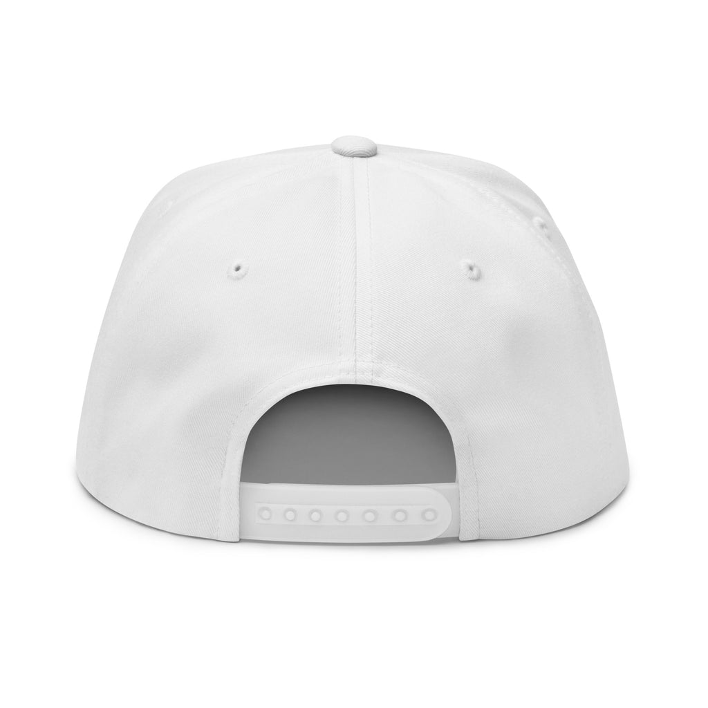 WaveSurfing™ Flat Bill Snapback Cap blanc – Vue arrière fermeture snapback ajustable WaveSurfing.co