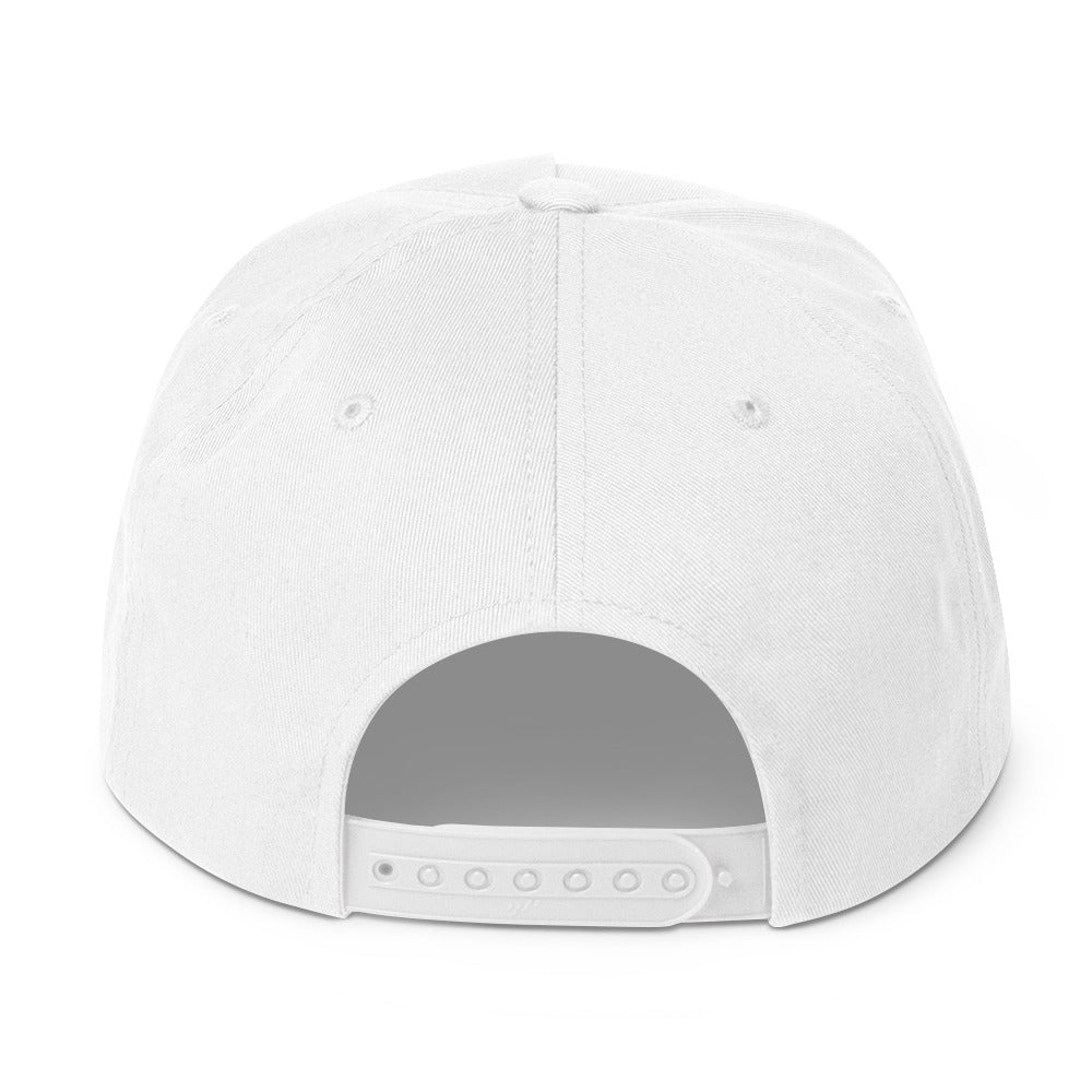 Back view of the white WaveSurfing snapback cap with adjustable closure and clean minimalist coastal design.