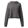 Women's charcoal gray cropped hoodie with WaveSurfing logo on the chest